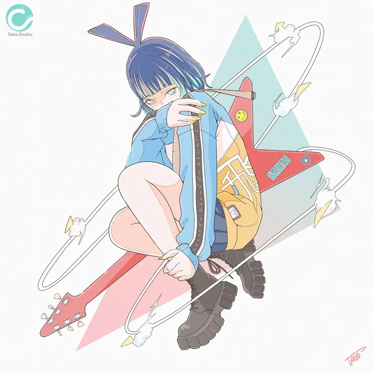 ギター女子 イラスト フライングV