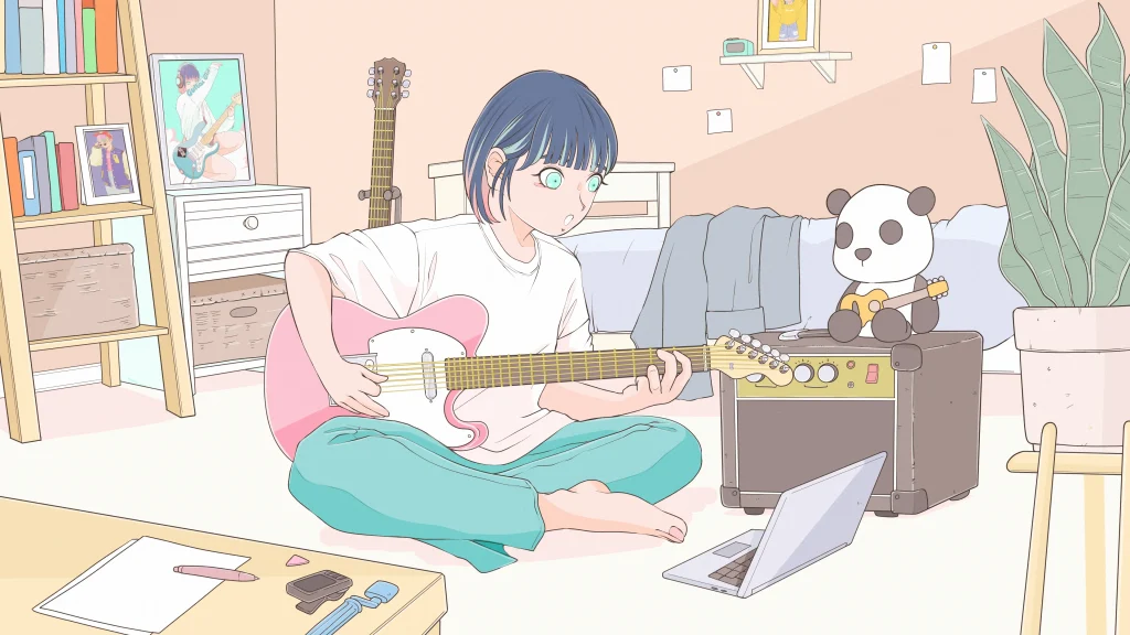 配信イラスト ギター女子