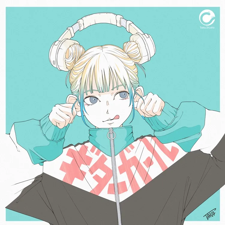 ヘッドホン女子　イラスト