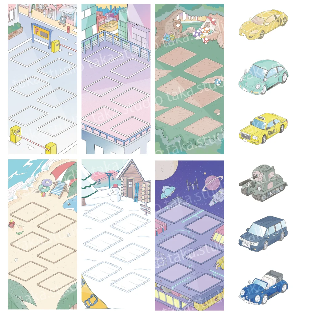 車　背景　イラスト