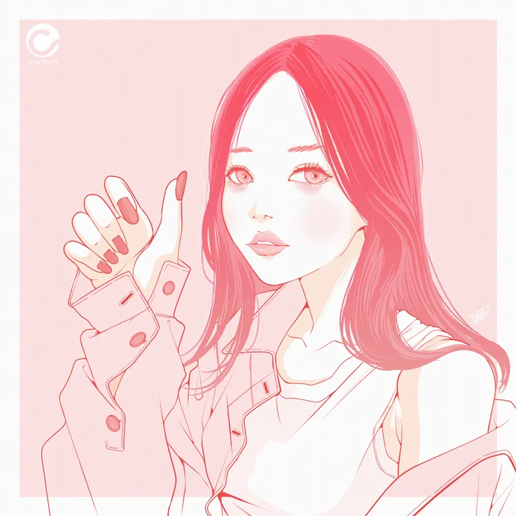 リアルテイスト　女性イラスト　おしゃれ