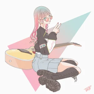 ギター女子 イラスト完成