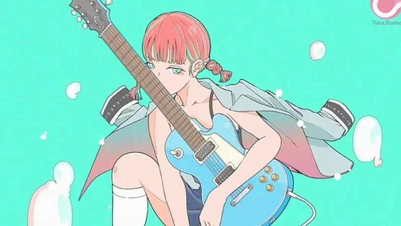 ギター女子　イラスト　アイコン