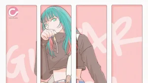 ギター女子　イラスト　アイコン