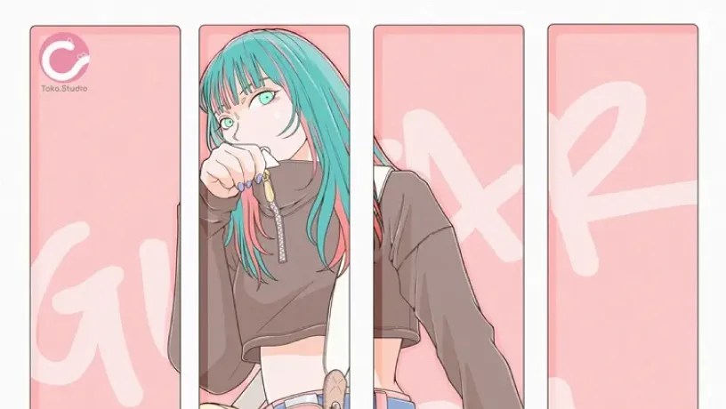 ギター女子　イラスト　アイコン