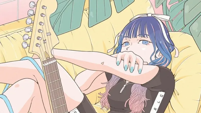 ギター女子　イラスト　アイコン