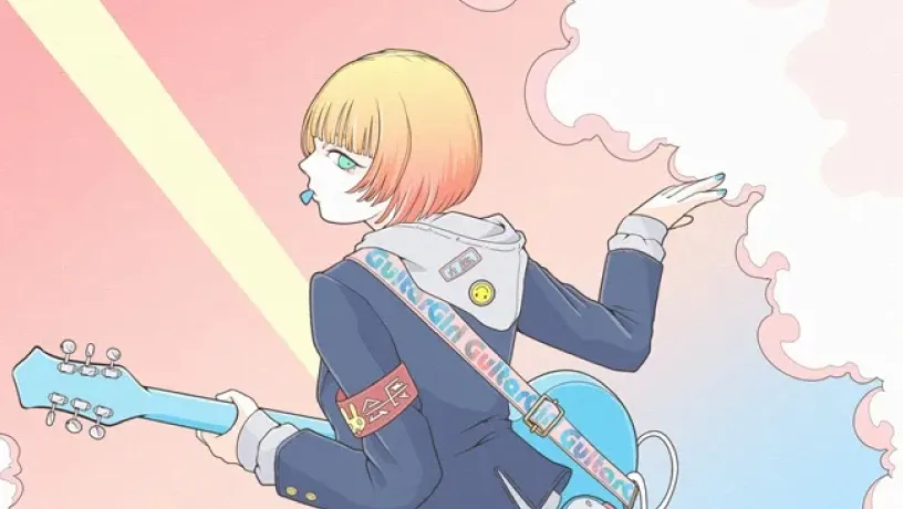 ギター女子　イラスト　アイコン