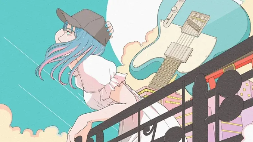 ギター女子　イラスト　アイコン