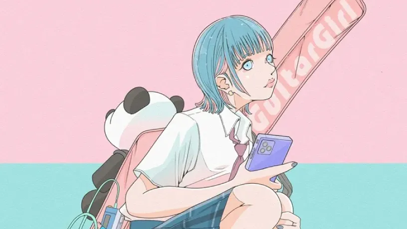 ギター女子　イラスト　アイコン