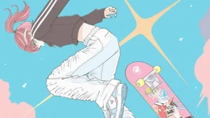 スケボー女子　イラスト　アイコン